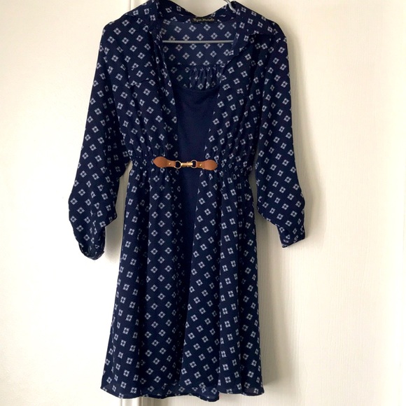 Ryan Michelle Navy Blue Button up Dress - Picture 1 of 5